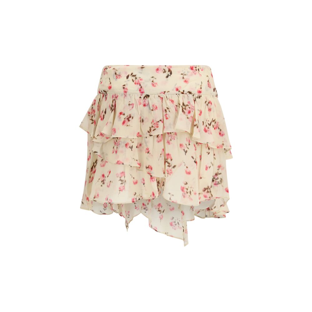 Skirt by Isabel Marant Étoile for women in viscose beige, toile, floral, signature & print features an tailored silhouette, artfully capturing the essence of Women's Flared Viscose Mini Skirt in a sophisticated mini.