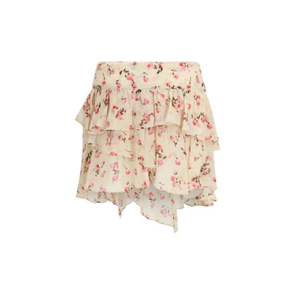 Skirt by Isabel Marant Étoile for women in viscose beige, toile, floral, signature & print features an tailored silhouette, artfully capturing the essence of Women's Flared Viscose Mini Skirt in a sophisticated mini.