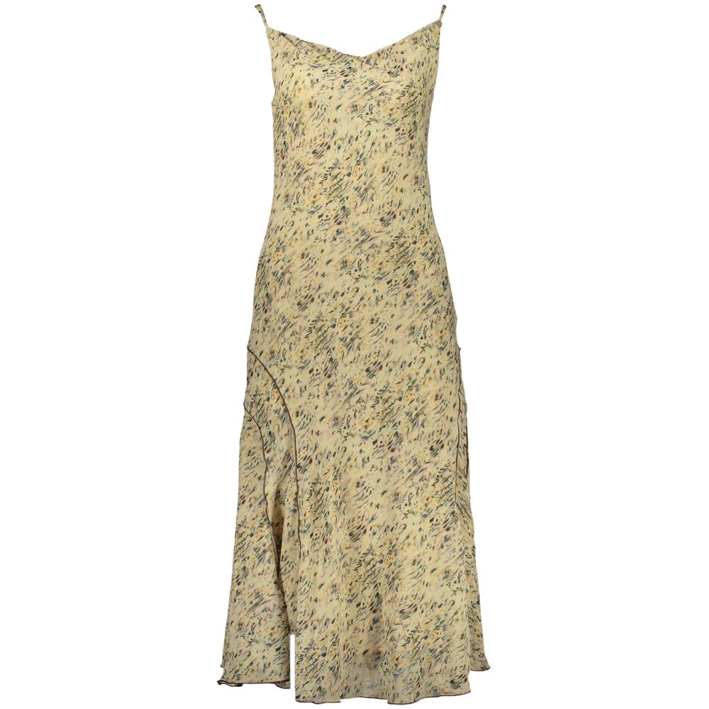 Dress by Desigual for women in polyester beige, patterned & print features an cute silhouette, detailed with a sleeveless and that elegantly flows into a cute long.
