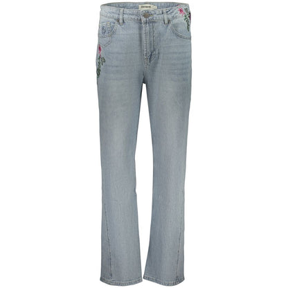 Jeans by Desigual for women in denim cotton blue presents a tailored silhouette, showcasing a tailored straight-leg and long cut with a refined for a truly tailored aesthetic.