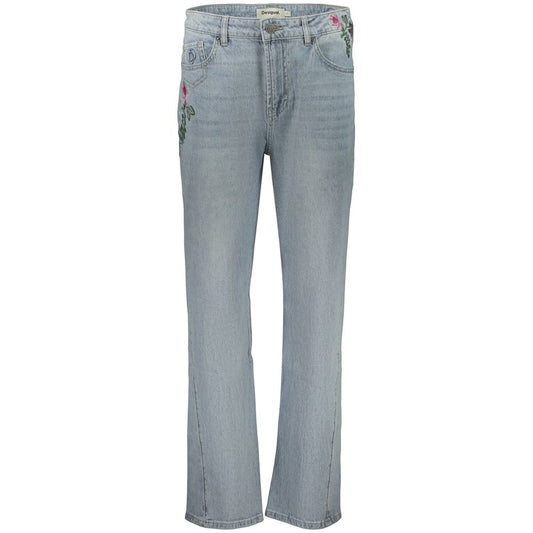 Jeans by Desigual for women in denim cotton blue presents a tailored silhouette, showcasing a tailored straight-leg and long cut with a refined for a truly tailored aesthetic.