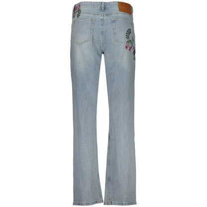 Jeans by Desigual for women in denim cotton blue features an sartorial straight-leg and long with a cut for a sartorial finish.