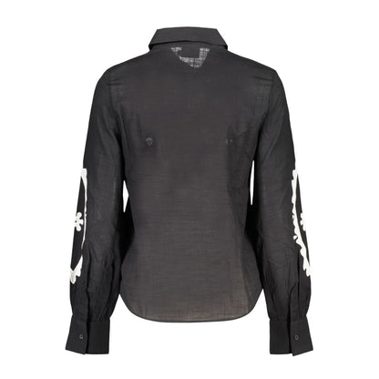 Shirt by Desigual for women in cotton black & patterned showcases a sleek silhouette, elegantly detailed with a sleek and for a sleek finish.