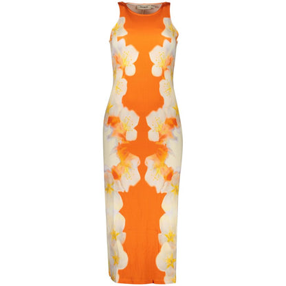 Dress by Desigual for women in polyamide viscose & cotton orange & patterned features an cute silhouette, detailed with a sleeveless and that elegantly flows into a cute long.