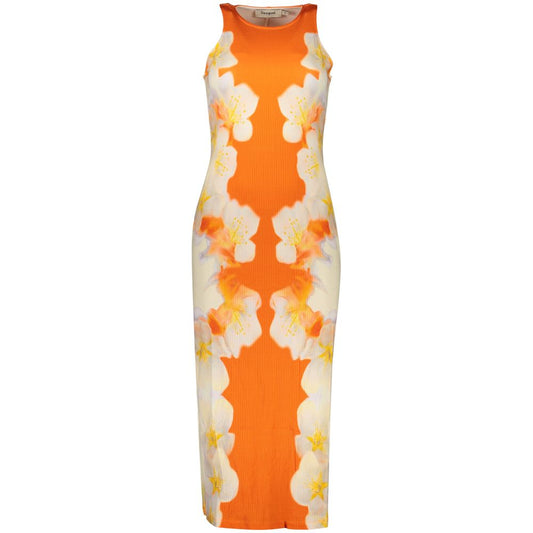 Dress by Desigual for women in polyamide viscose & cotton orange & patterned features an cute silhouette, detailed with a sleeveless and that elegantly flows into a cute long.