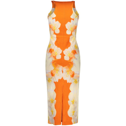Dress by Desigual for women in polyamide viscose & cotton orange & patterned features an sultry silhouette defined by a and , falling to an sultry long for a sultry look.