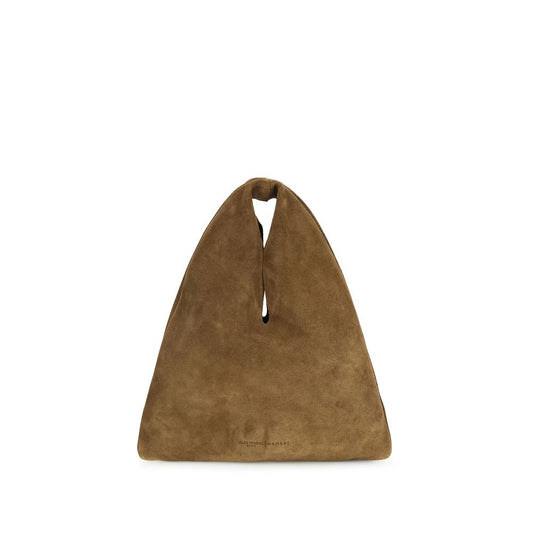 Shoulder Bag by Manebi for women in bos taurus calf suede leather brown & natural features a effortless sophistication silhouette, secured by a with ample and versatile shoulder-strap for a effortless sophistication finish.