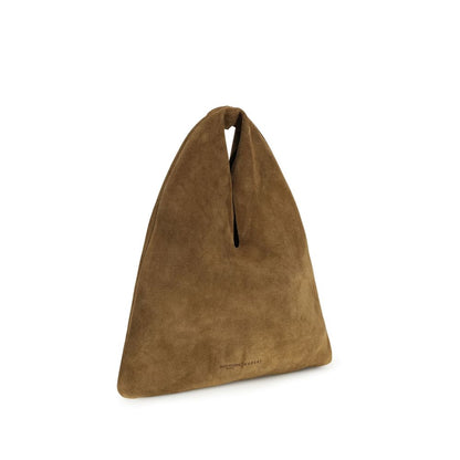 Shoulder Bag by Manebi for women in bos taurus calf suede leather brown & natural presents a versatile silhouette, showcasing a secure and versatile with versatile shoulder-strap for a sophisticated look.