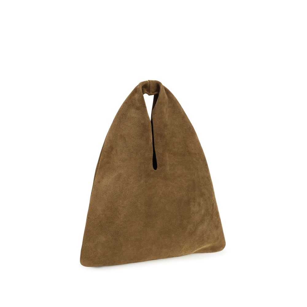 Shoulder Bag by Manebi for women in bos taurus calf suede leather brown & natural showcases a enviable silhouette, artfully detailed with a secure , organized , and versatile shoulder-strap for a enviable look.