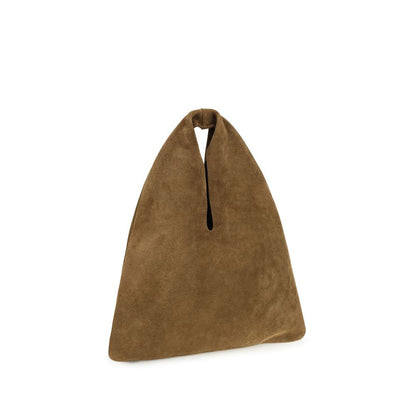 Shoulder Bag by Manebi for women in bos taurus calf suede leather brown & natural showcases a enviable silhouette, artfully detailed with a secure , organized , and versatile shoulder-strap for a enviable look.