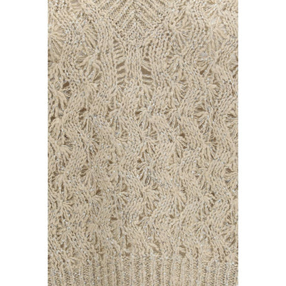 Sweater by Brunello Cucinelli for women in linen polyamide polyester & silk beige features an tactile silhouette, showcasing a sophisticated and tactile for a refined finish.