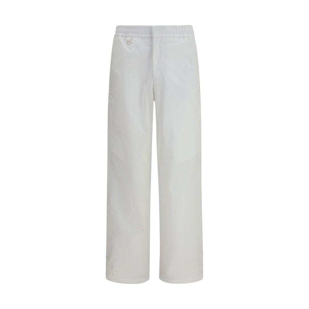 Casual Pants by LAMINAR for men in cotton nylon twill white features a polished silhouette with a polished straight-leg & regular-fit, reaching a polished long and finished with a polished .