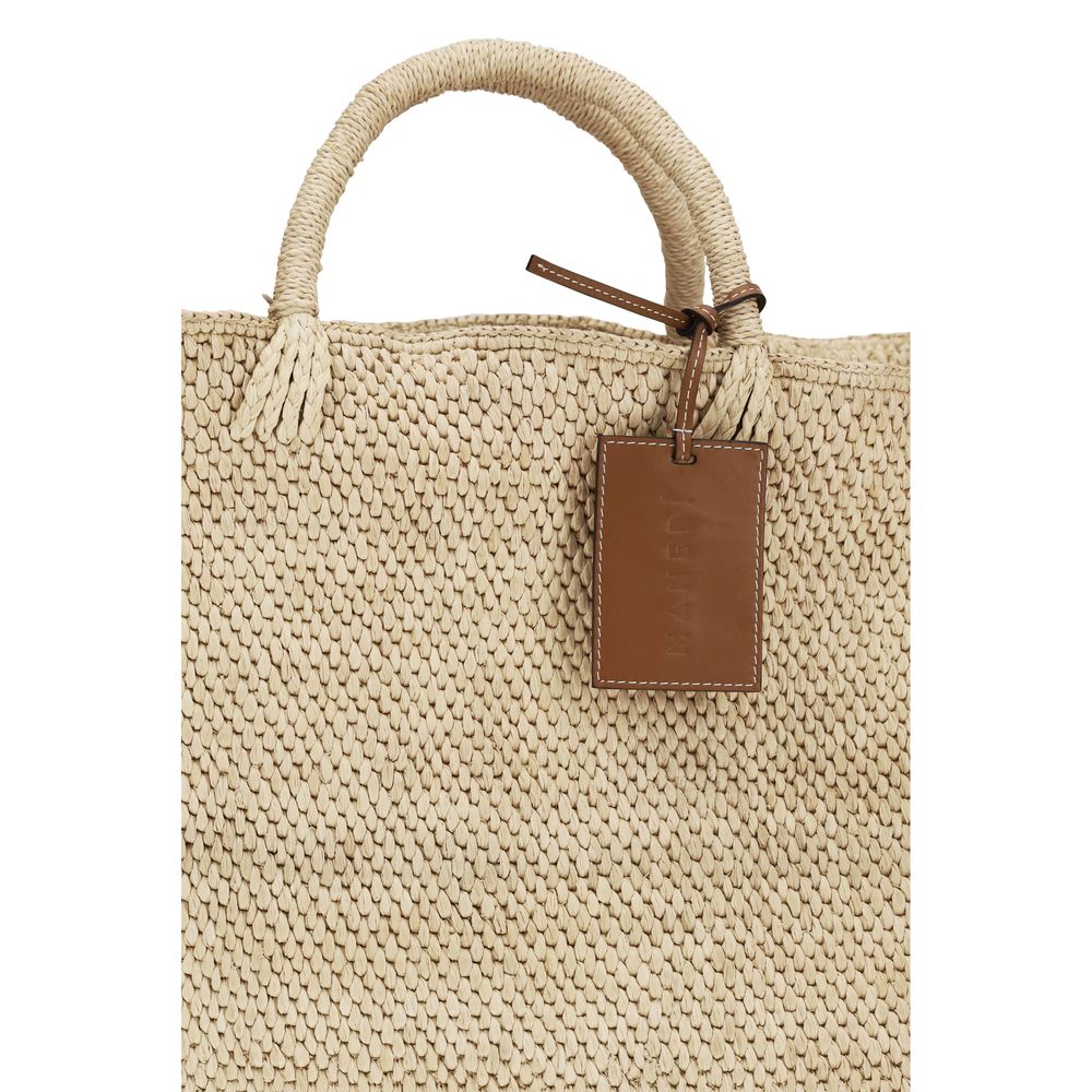 Mini Shopper Tote Basket Handbag by Manebi for women in raffia polyurethane leather beige, natural & signature features a exquisite silhouette, showcasing a secure and exquisite with versatile handle for a exquisite finish.