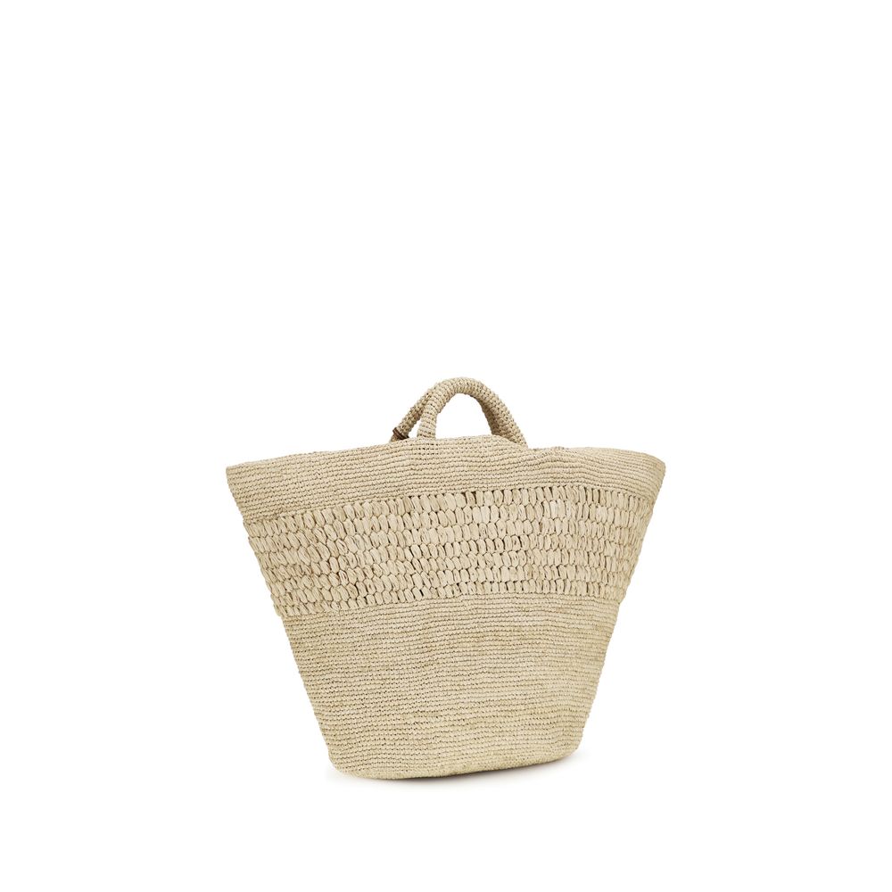 Shoulder Baguette Handbag by Manebi for women in leather & raffia beige presents a ornamental silhouette, showcasing a secure , ample , and versatile handle for a ornamental finish.