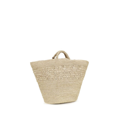 Shoulder Baguette Handbag by Manebi for women in leather & raffia beige presents a ornamental silhouette, showcasing a secure , ample , and versatile handle for a ornamental finish.