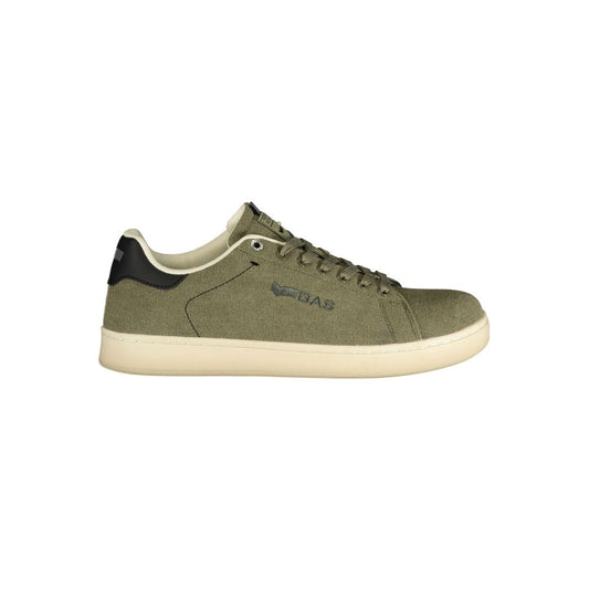 Athletic Sneakers by Gas for men in polyester & polyurethane black & green features an architectural silhouette from the Men's Athletic Polyester & Polyurethane Sneakers collection, showcasing a architectural athletic style for a architectural look.