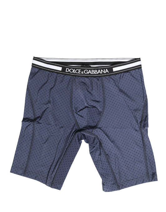 Dolce & Gabbana Men's Stretch Nylon Activewear Shorts - Dark Blue Dots