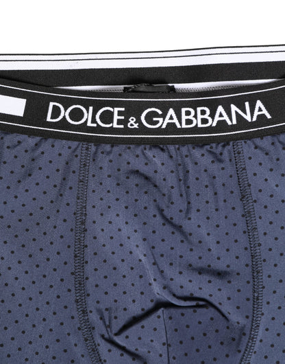 Dolce & Gabbana Men's Stretch Nylon Activewear Shorts - Dark Blue Dots