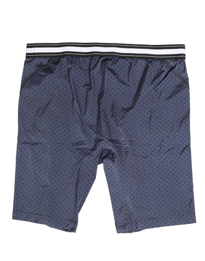 Dolce & Gabbana Men's Stretch Nylon Activewear Shorts - Dark Blue Dots