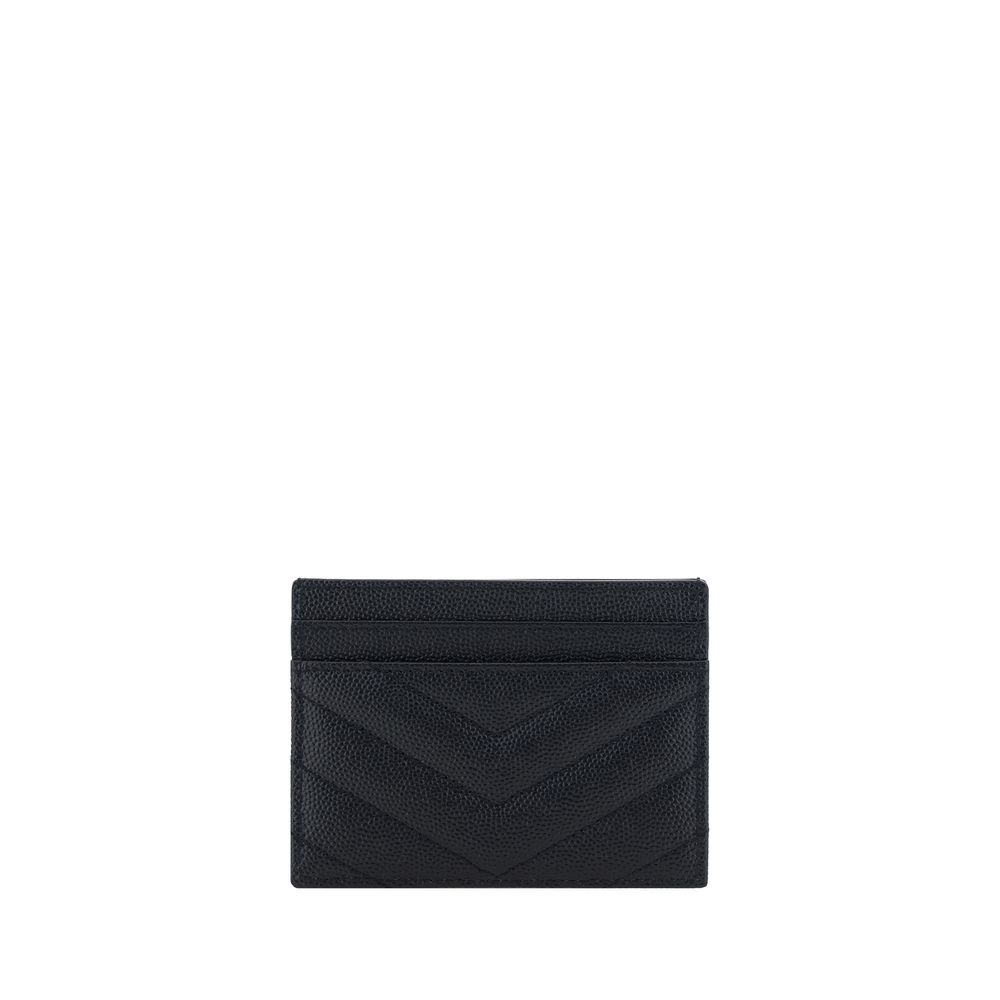 Cardholder Wallet by Saint Laurent for women in bos taurus calfskin leather black presents a streamlined silhouette, showcasing the sophisticated design of the Bos Taurus Calfskin Leather Cardholder Wallet collection with functional card-organization.
