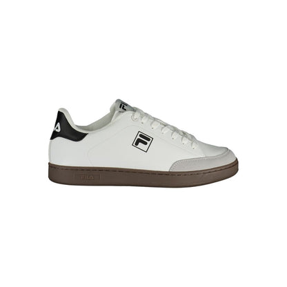 Athletic Sneakers by Fila for men in polyester & polyurethane black & white showcases a architectural silhouette, artfully capturing the essence of the Men's Athletic Polyester & Polyurethane Sneakers with its signature architectural athletic style construction.