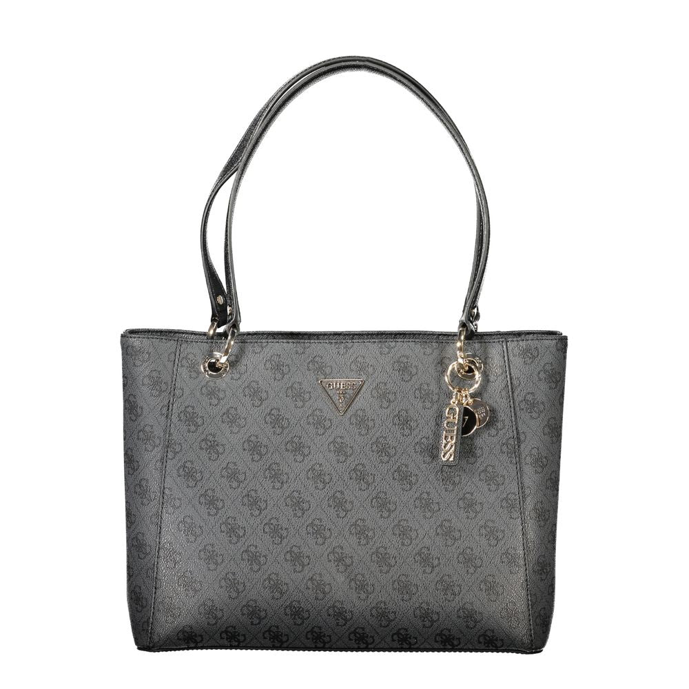 Handbag by Guess Jeans for women in polyethylene black features a refined silhouette, showcasing a secure zipper, organized built-in-compartments, document-holder, external-pockets & internal-pockets, and versatile handle for a refined finish.