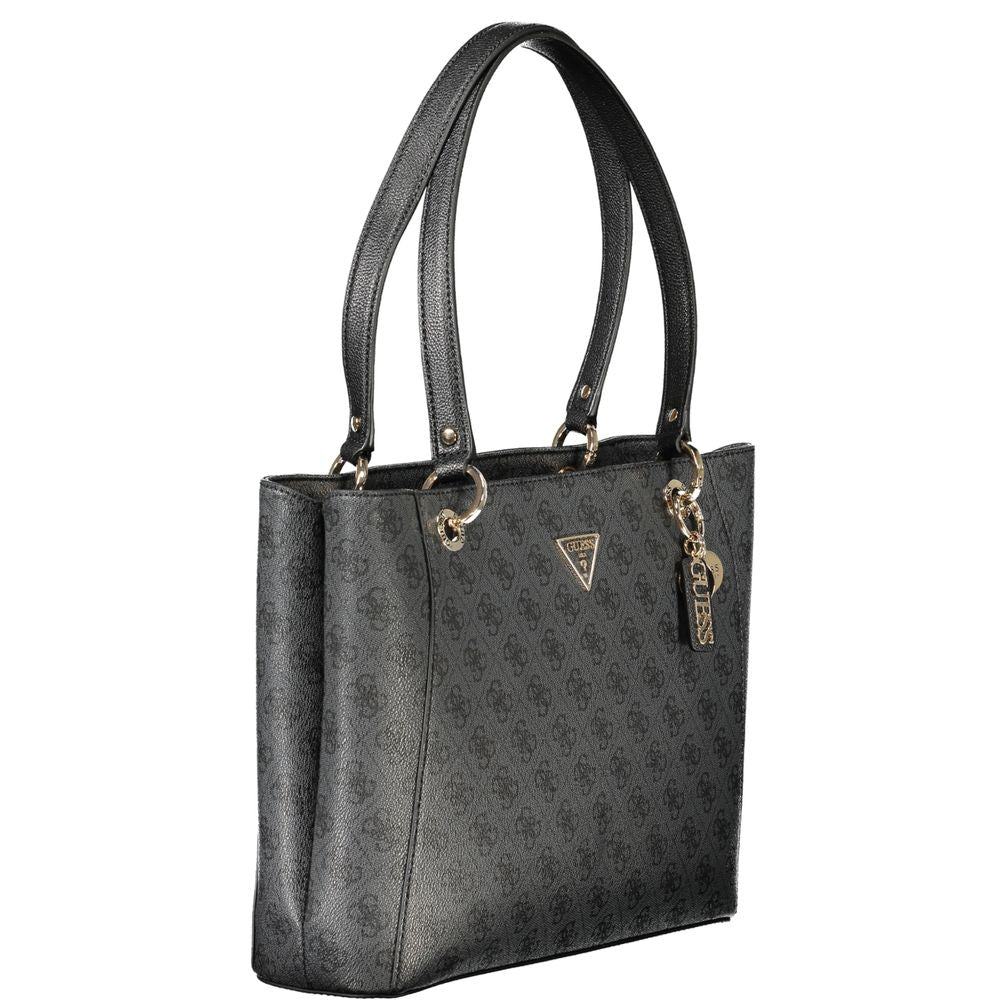 Handbag by Guess Jeans for women in polyethylene black features a signature silhouette, showcasing a secure zipper and signature built-in-compartments, document-holder, external-pockets & internal-pockets with versatile handle for a sophisticated look.