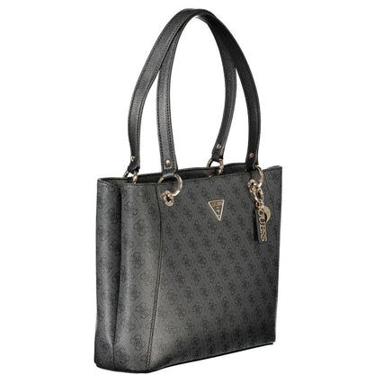 Handbag by Guess Jeans for women in polyethylene black features a signature silhouette, showcasing a secure zipper and signature built-in-compartments, document-holder, external-pockets & internal-pockets with versatile handle for a sophisticated look.