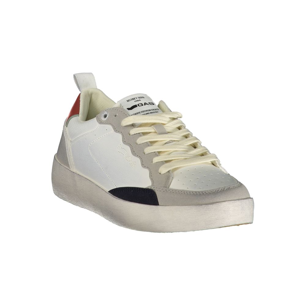 Sneakers by Gas for men in polyester & polyurethane white presents a sumptuous silhouette, artfully capturing the essence of the Men's Low-Top Polyester & Polyurethane Sneakers with its sumptuous low-top style design.