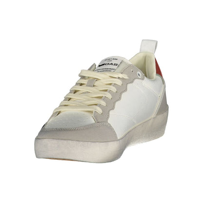 Sneakers by Gas for men in polyester & polyurethane white presents a sumptuous silhouette as Men's Low-Top Polyester & Polyurethane Sneakers, expertly defined by a sumptuous low-top style for a sumptuous, high-fashion look.