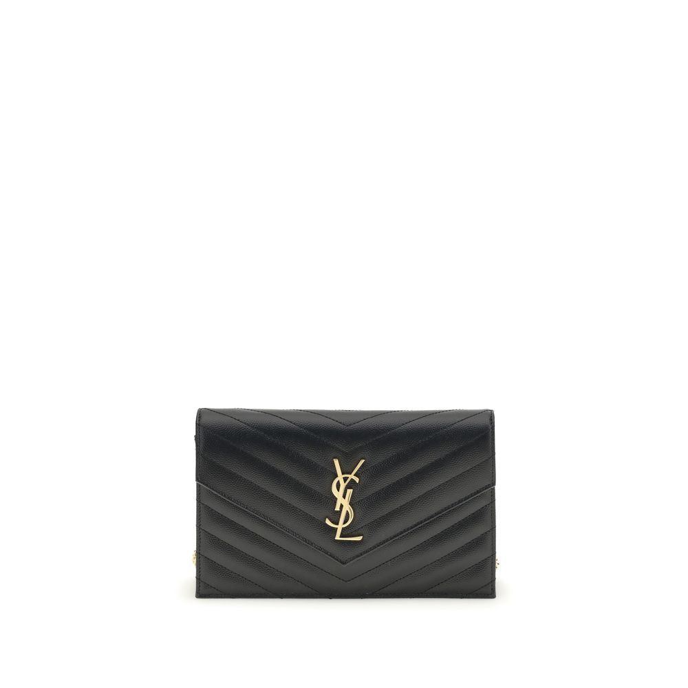 Mini Crossbody Shoulder Bag by Saint Laurent for women in bio-acetate & bos taurus calf leather black, gold, patterned, chevron & signature showcases a enviable silhouette, artfully detailed with a secure snap & button, organized cardholder, and versatile crossbody-strap & shoulder-strap for a enviable look.