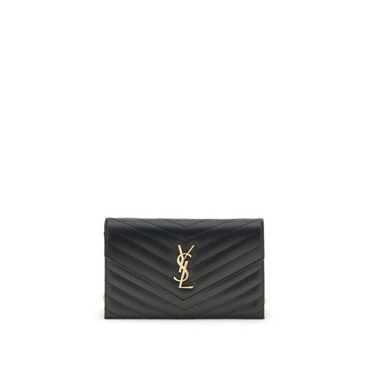 Mini Crossbody Shoulder Bag by Saint Laurent for women in bio-acetate & bos taurus calf leather black, gold, patterned, chevron & signature showcases a enviable silhouette, artfully detailed with a secure snap & button, organized cardholder, and versatile crossbody-strap & shoulder-strap for a enviable look.