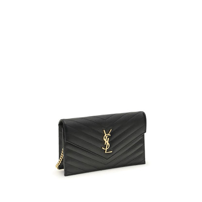 Mini Crossbody Shoulder Bag by Saint Laurent for women in bio-acetate & bos taurus calf leather black, gold, patterned, chevron & signature features a effortless chic silhouette with a secure snap & button, ample cardholder, and versatile crossbody-strap & shoulder-strap for a effortless chic finish.