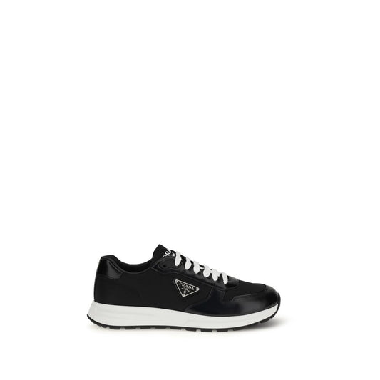 Athletic Sneakers by Prada for men in polyamide bos taurus calf leather black showcases an impeccable silhouette, defined by an impeccable athletic style design that perfectly captures the essence of the Men's Athletic Polyamide Bos Taurus Calf Leather Sneakers.