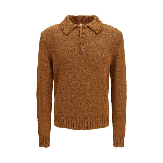 Polo Shirt by Sunflower for men in polyester cotton & linen brown showcases a sharp silhouette, detailed with a refined and sharp long-sleeve for a sophisticated finish.