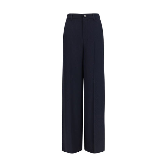 Casual Pants by Gucci for women in silk & viscose blue, patterned & jacquard features an sartorial regular-fit and long with a cut for a sartorial finish.