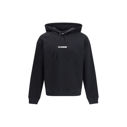 Sweatshirt Hoodie by Jil Sander for men in cotton black features an dramatic silhouette, showcasing a sophisticated hooded neckline and dramatic long-sleeve for a refined, modern aesthetic.