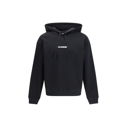 Sweatshirt Hoodie by Jil Sander for men in cotton black features an dramatic silhouette, showcasing a sophisticated hooded neckline and dramatic long-sleeve for a refined, modern aesthetic.