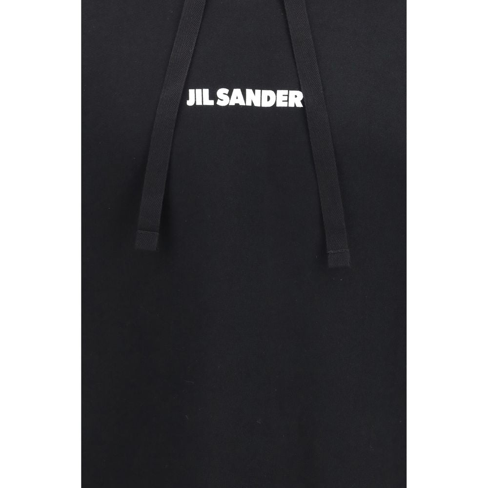 Sweatshirt Hoodie by Jil Sander for men in cotton black features an dramatic silhouette, showcasing a sophisticated and dramatic for a refined, modern aesthetic.
