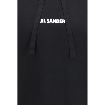 Sweatshirt Hoodie by Jil Sander for men in cotton black features an dramatic silhouette, showcasing a sophisticated and dramatic for a refined, modern aesthetic.