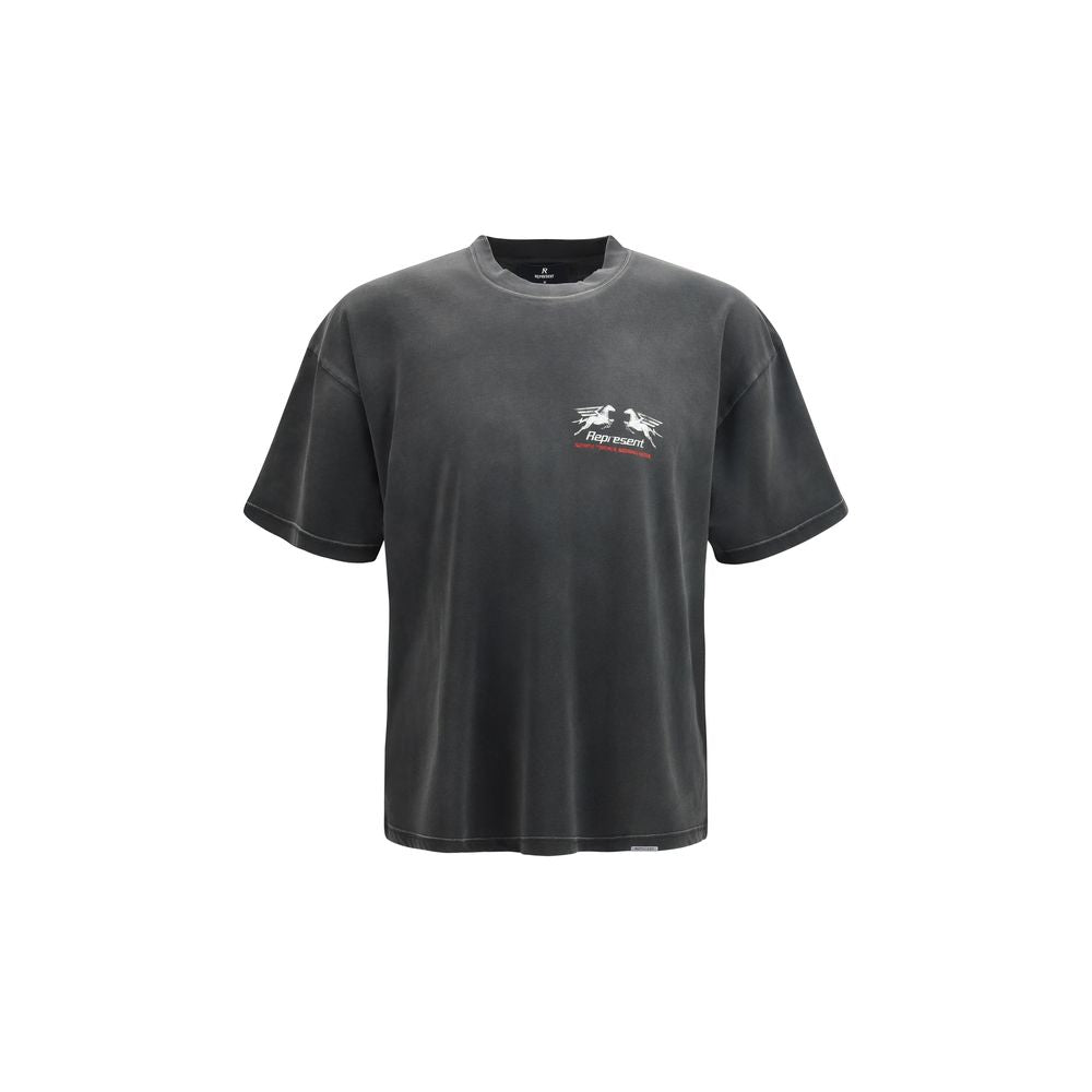 T-Shirt by Represent for men in cotton cream, gray, white & print features an edgy silhouette, meticulously detailed with a sophisticated short-sleeve and crew neckline for a truly edgy finish.