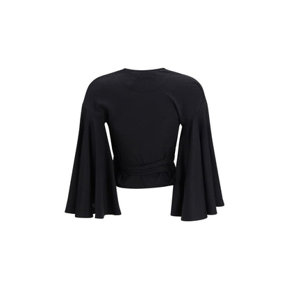Shirt by Jacquemus for women in cotton black presents a discerning silhouette, showcasing a sophisticated wrap neckline and for a truly discerning finish.