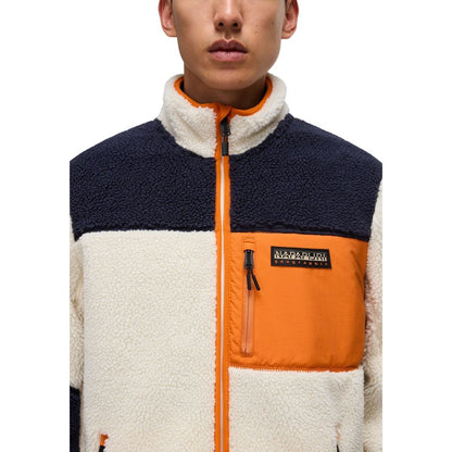 Activewear Sweatshirt by Napapijri for men in polyester orange showcases a athletic silhouette with sleeves, a athletic hooded high-collar neckline, and high-performance for a athletic aesthetic.