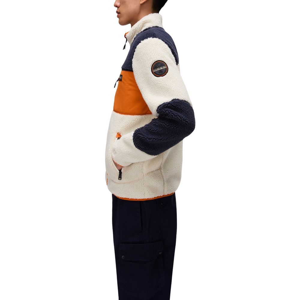 Activewear Sweatshirt by Napapijri for men in polyester orange showcases a versatile silhouette, artfully detailed with a versatile hooded high-collar neckline and for a versatile finish with .
