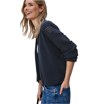 Street One Women's Stretch Lycra Modal & Silk Hooded Activewear Sweatshirt - Blue
