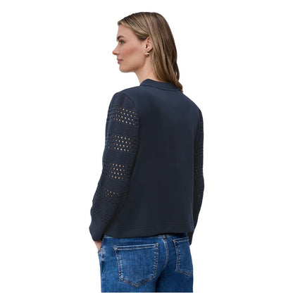 Street One Women's Stretch Lycra Modal & Silk Hooded Activewear Sweatshirt - Blue