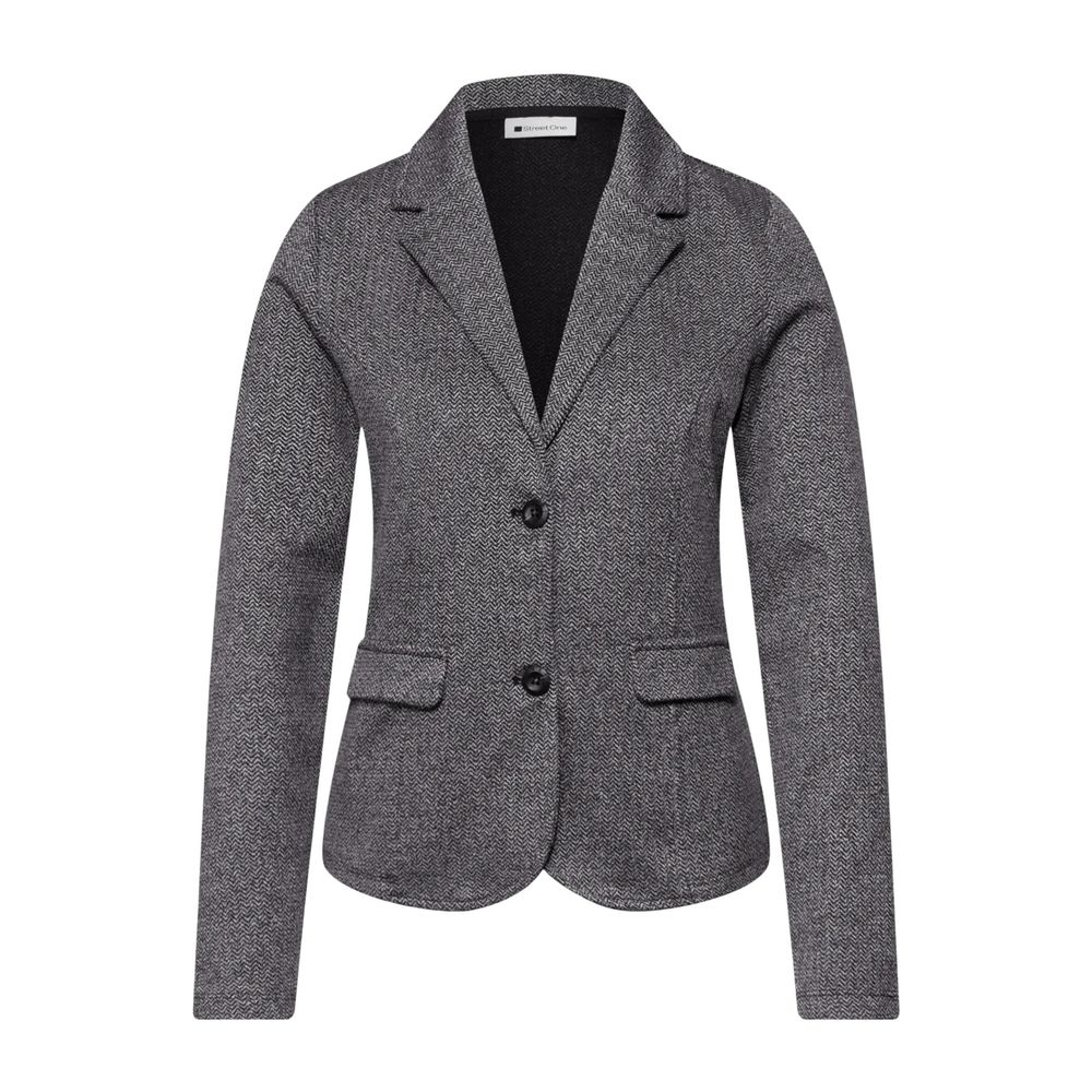 Blazer by Street One for women in stretch polyester & viscose blue features an sartorial silhouette, showcasing a sophisticated round neckline and sartorial for a truly sartorial finish.