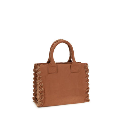 PINKO The Tote Cotton Canvas Shoulder Beach Bag - Brown