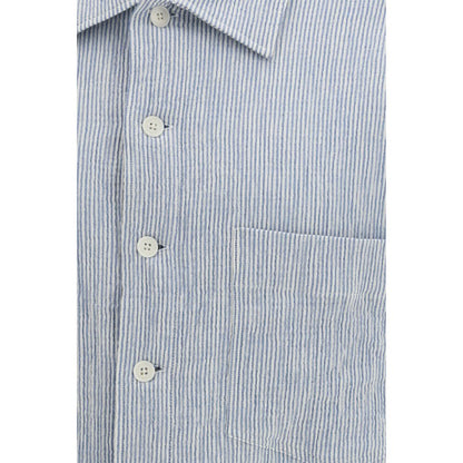 Shirt by Sunflower for men in stretch cotton blue, patterned & striped presents a discerning silhouette, showcasing a sophisticated and for a truly discerning finish.