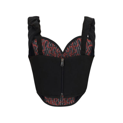Corset Top by Vivienne Westwood for women in polyester satin black showcases a meticulous silhouette, artfully finished with a meticulous sweetheart neckline and for a sophisticated, meticulous look.